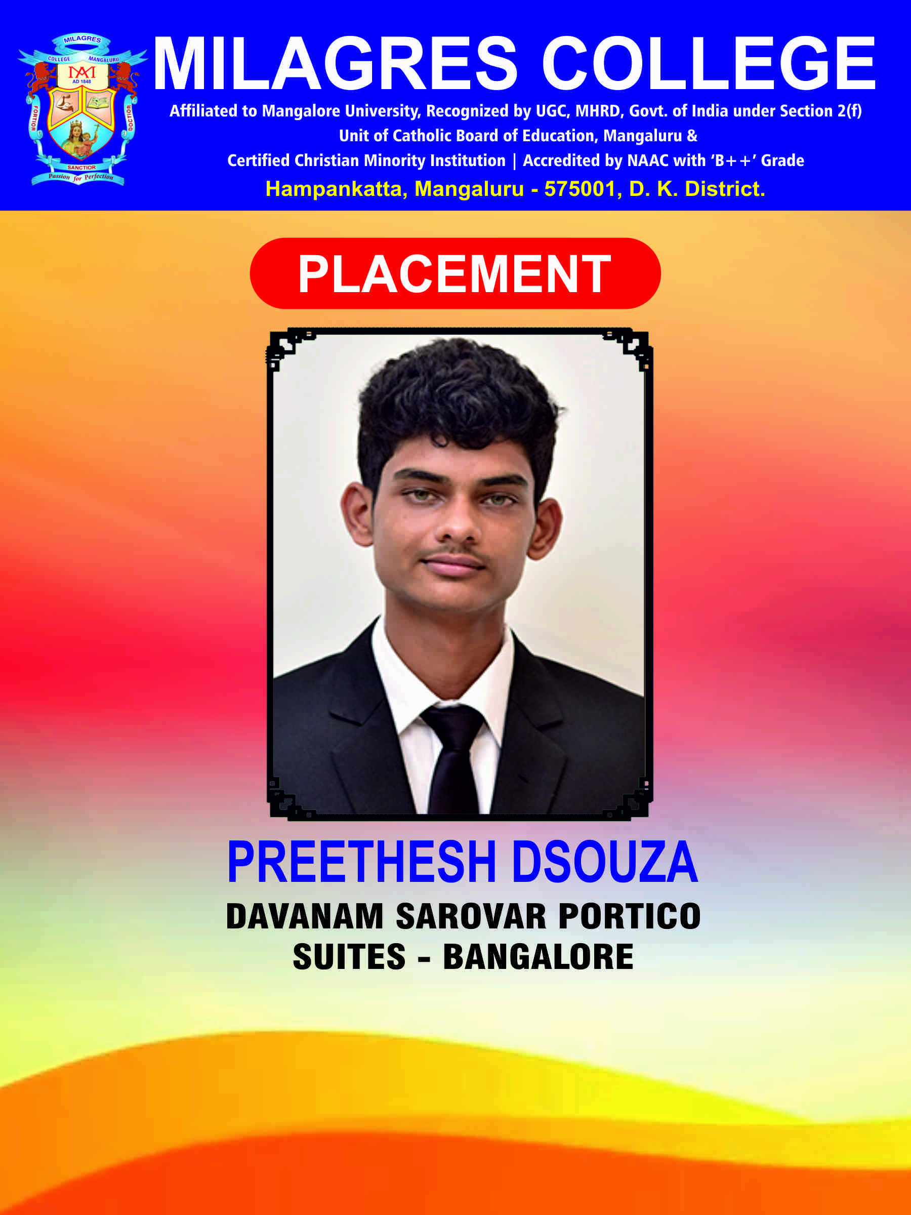 Successfully placed student